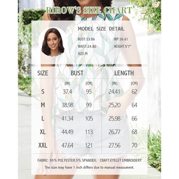 🆕Women’s White Polyester Eyelet Embroidery Crewneck Tank Top Sleeveless Casual - Picture 5 of 5